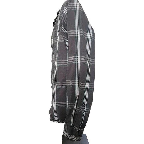 Men's Wrangler Button Up Long Sleeve Green/Gray Flannel Size L 100% Cotton - Picture 4 of 5